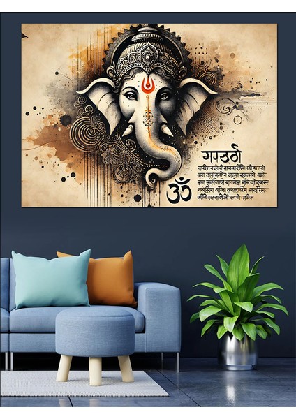 Ganesha Hindu Tanrısı Dekoratif Kanvas - Mdf Ahşap Tablo