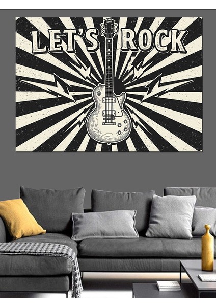 Let's Rock Posteri Dekoratif Kanvas - Mdf Ahşap Tablo