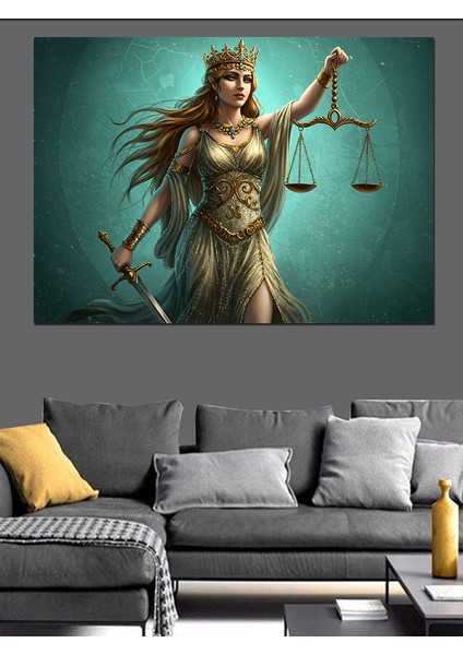 Adalet Tanrıçası Silüeti Dekoratif Kanvas - Mdf Ahşap Tablo fiyatları