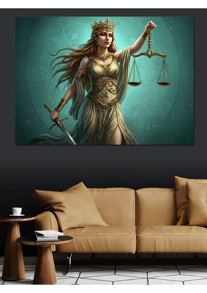 Adalet Tanrıçası Silüeti Dekoratif Kanvas - Mdf Ahşap Tablo modelleri