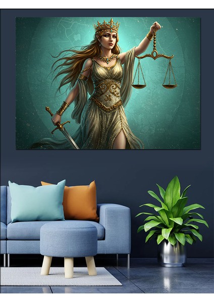 Adalet Tanrıçası Silüeti Dekoratif Kanvas - Mdf Ahşap Tablo fırsatları