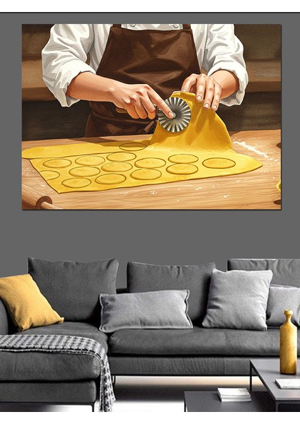 El Yapımı Makarnalar Dekoratif Kanvas - Mdf Ahşap Tablo