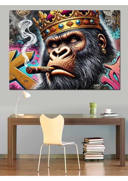 Maymun Kral Grafiti Dekoratif Kanvas - Mdf Ahşap Tablo fiyatları