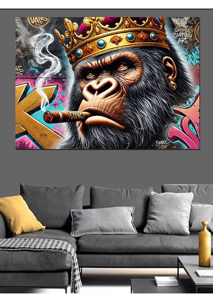 Maymun Kral Grafiti Dekoratif Kanvas - Mdf Ahşap Tablo modelleri