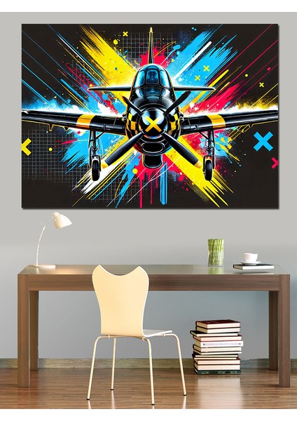 Parlayan Jet Uçağı Dekoratif Kanvas - Mdf Ahşap Tablo fiyatları