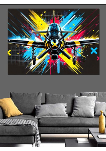 Parlayan Jet Uçağı Dekoratif Kanvas - Mdf Ahşap Tablo modelleri
