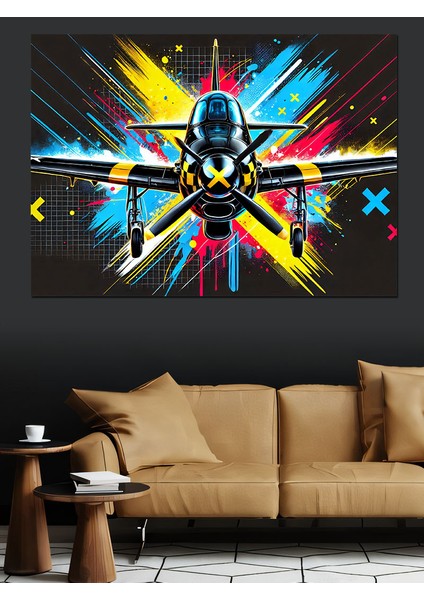 Parlayan Jet Uçağı Dekoratif Kanvas - Mdf Ahşap Tablo fırsatları