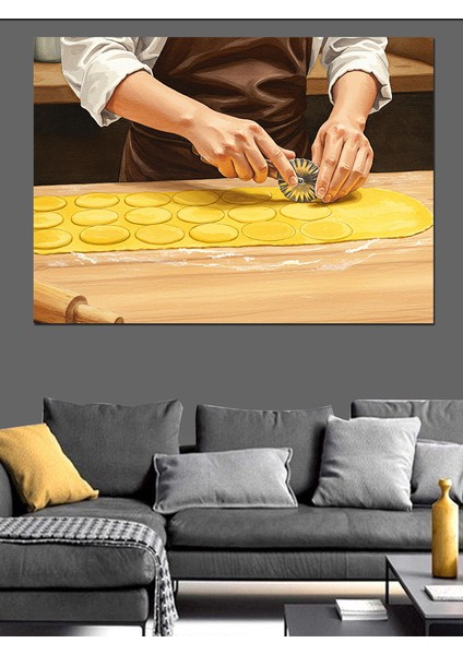 El Yapımı Makarnalar Dekoratif Kanvas - Mdf Ahşap Tablo