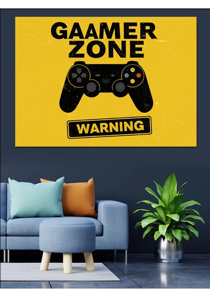 Gamer Zone Uyarısı Dekoratif Kanvas - Mdf Ahşap Tablo fiyatları