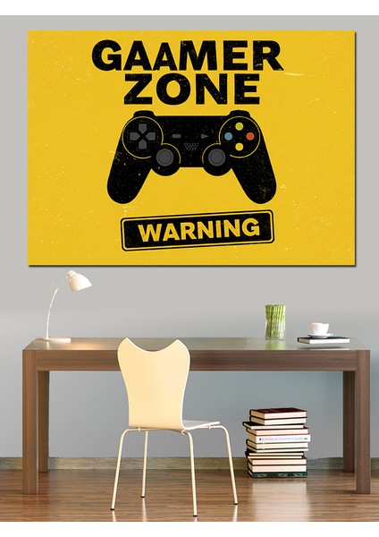 Gamer Zone Uyarısı Dekoratif Kanvas - Mdf Ahşap Tablo fırsatları
