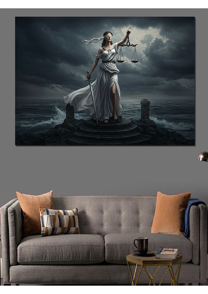 Adalet Tanrıçası ve Güç Dekoratif Kanvas - Mdf Ahşap Tablo fiyatları