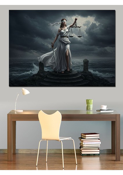 Adalet Tanrıçası ve Güç Dekoratif Kanvas - Mdf Ahşap Tablo modelleri