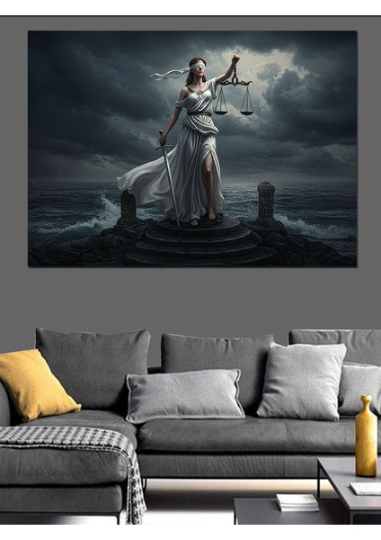 Adalet Tanrıçası ve Güç Dekoratif Kanvas - Mdf Ahşap Tablo fırsatları