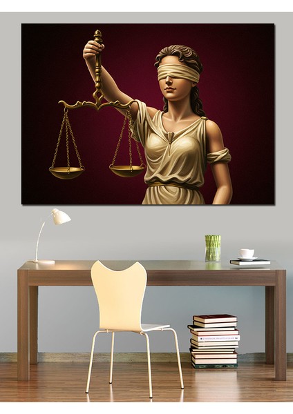Adalet Tanrıçası Heykeli Dekoratif Kanvas - Mdf Ahşap Tablo
