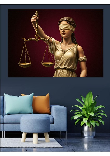Adalet Tanrıçası Heykeli Dekoratif Kanvas - Mdf Ahşap Tablo fırsatları