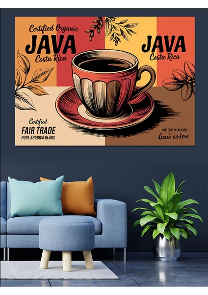 Java Kahve Posteri Dekoratif Kanvas - Mdf Ahşap Tablo