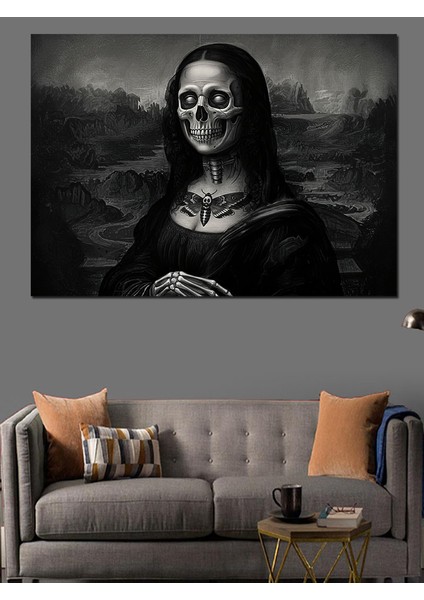 Kafatası Mona Lisa Dekoratif Kanvas - Mdf Ahşap Tablo fiyatları
