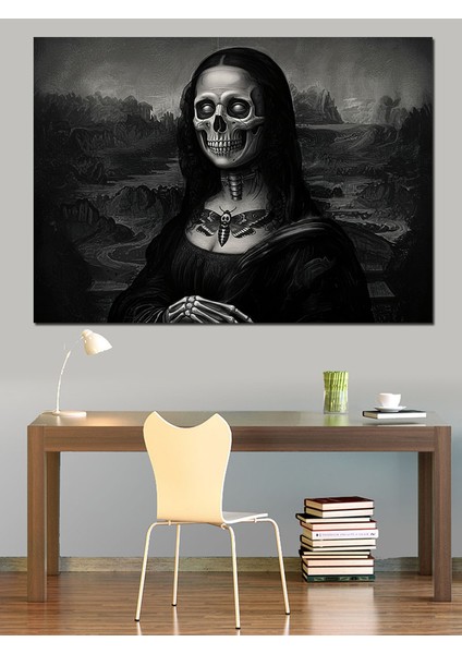 Kafatası Mona Lisa Dekoratif Kanvas - Mdf Ahşap Tablo modelleri