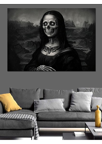 Kafatası Mona Lisa Dekoratif Kanvas - Mdf Ahşap Tablo fırsatları