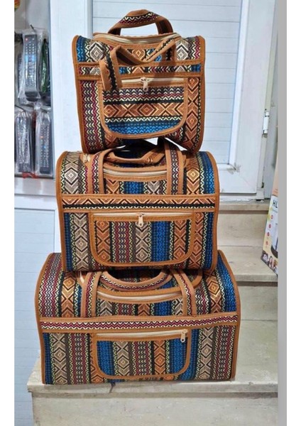 3’lü Renkli Hasır El Çantası Seti, Kamp, Piknik ve Aile Kullanımı İçin Uygun fiyatları