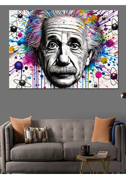 Soyut Renkli Einstein Portresi Dekoratif Kanvas - Mdf Ahşap Tablo modelleri