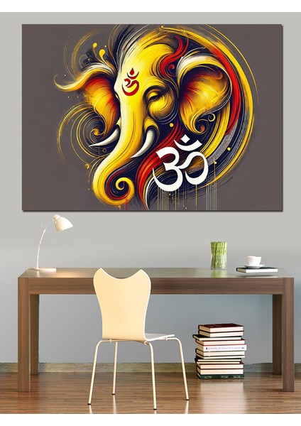 Altın Hindu Tanrısı Ganesha Dekoratif Kanvas - Mdf Ahşap Tablo modelleri
