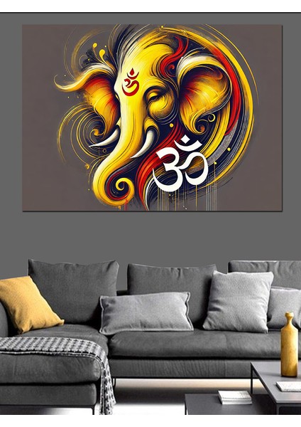 Altın Hindu Tanrısı Ganesha Dekoratif Kanvas - Mdf Ahşap Tablo fırsatları