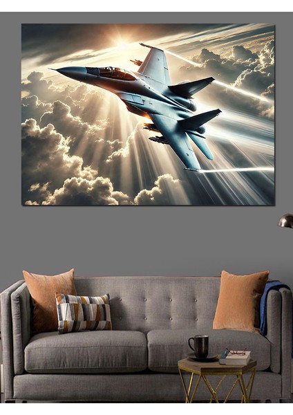 Güneş Işığında Jet Uçağı Dekoratif Kanvas - Mdf Ahşap Tablo modelleri