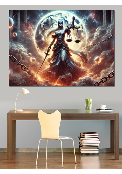 Adalet Tanrıçası ve Terazi Dekoratif Kanvas - Mdf Ahşap Tablo fiyatları