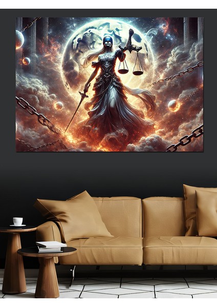 Adalet Tanrıçası ve Terazi Dekoratif Kanvas - Mdf Ahşap Tablo fırsatları