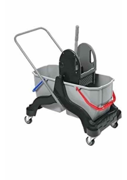 Pratik ve hafif çift kovalı plastik temizlik arabası, kolay taşıma ve kullanım sağlar.