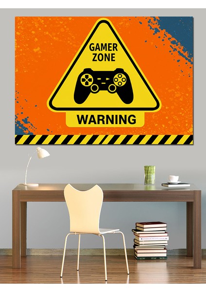 Gamer Zone Uyarısı Dekoratif Kanvas - Mdf Ahşap Tablo fırsatları