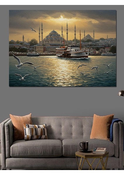 Istanbul Boğazı ve Camii Dekoratif Kanvas - Mdf Ahşap Tablo fırsatları