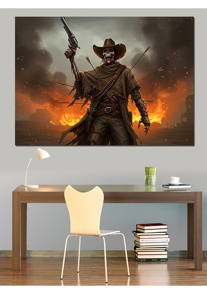 Silahlı Kovboy ve Vahşi Batı Dekoratif Kanvas - Mdf Ahşap Tablo modelleri