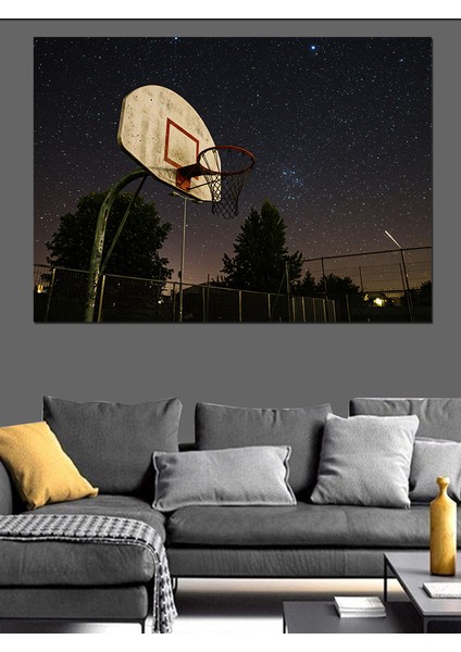 Gece Basketbol Sahası Dekoratif Kanvas - Mdf Ahşap Tablo modelleri