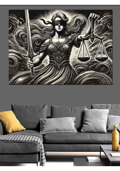 Adalet Tanrıçası ve Terazi Dekoratif Kanvas - Mdf Ahşap Tablo modelleri