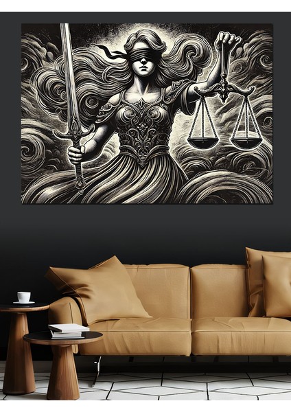 Adalet Tanrıçası ve Terazi Dekoratif Kanvas - Mdf Ahşap Tablo fırsatları