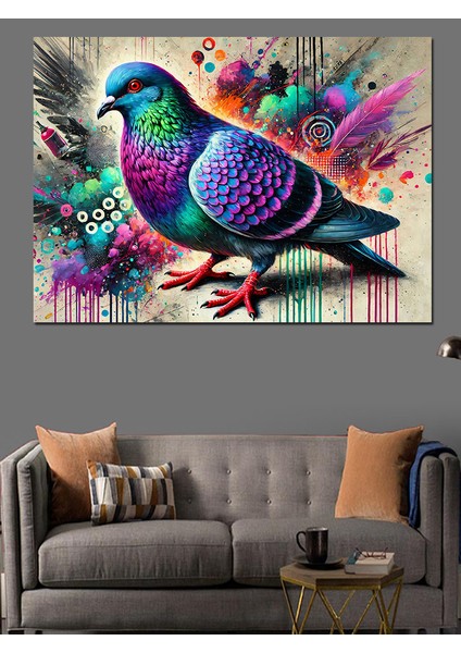 Renkli Güvercin Dekoratif Kanvas - Mdf Ahşap Tablo modelleri