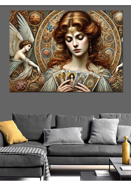 Melek ve Tarot Dekoratif Kanvas - Mdf Ahşap Tablo