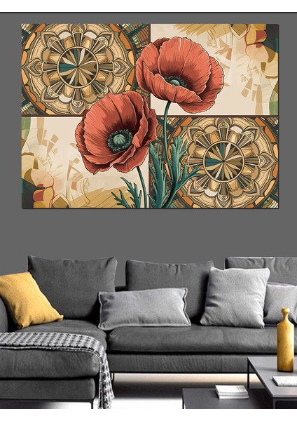 Şık Desenli Gelincikler Dekoratif Kanvas - Mdf Ahşap Tablo fiyatları