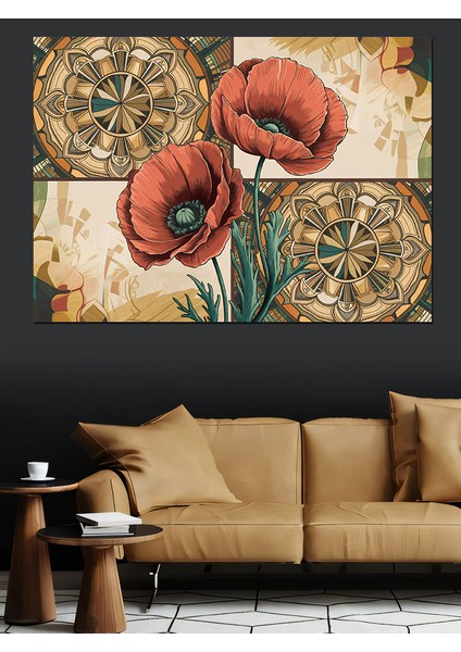 Şık Desenli Gelincikler Dekoratif Kanvas - Mdf Ahşap Tablo modelleri