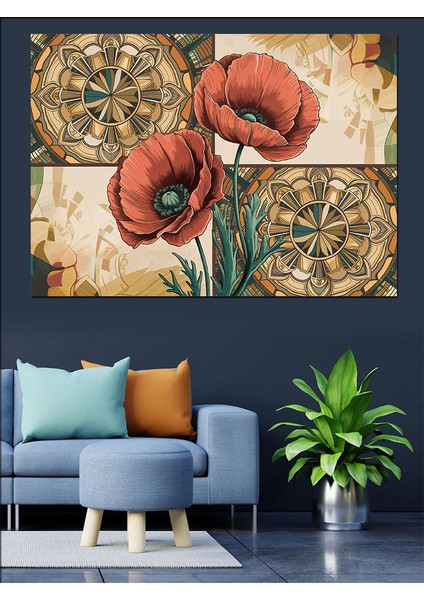 Şık Desenli Gelincikler Dekoratif Kanvas - Mdf Ahşap Tablo fırsatları