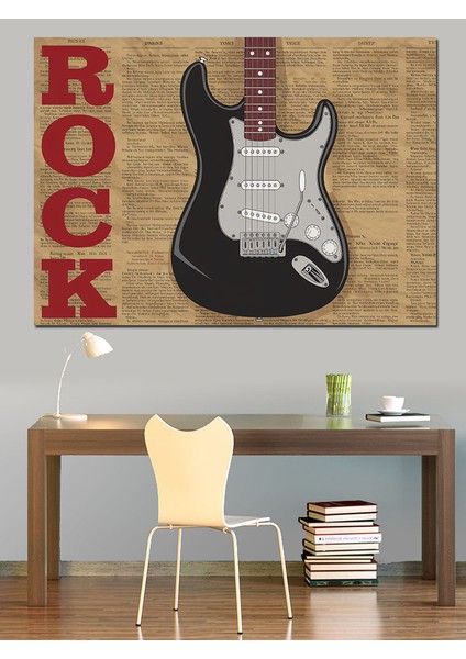 Retro Rock Gitar Posteri Dekoratif Kanvas - Mdf Ahşap Tablo fiyatları