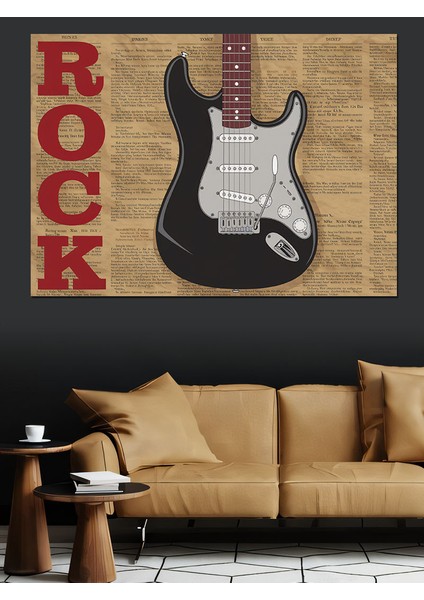 Retro Rock Gitar Posteri Dekoratif Kanvas - Mdf Ahşap Tablo fırsatları