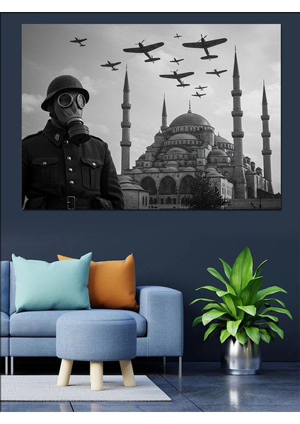 Savaş Uçakları ve Camii Dekoratif Kanvas - Mdf Ahşap Tablo modelleri