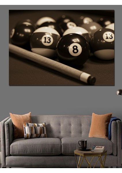 Bilardo Topları ve Iska Dekoratif Kanvas - Mdf Ahşap Tablo