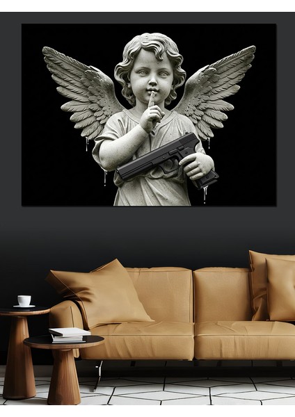 Melek Heykeli ve Dua Dekoratif Kanvas - Mdf Ahşap Tablo fırsatları