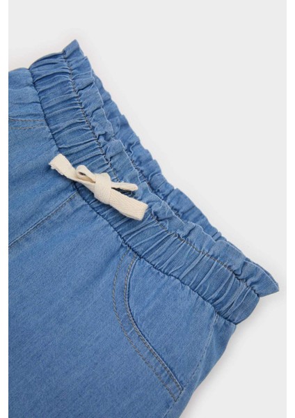 Kız Bebek Beli Lastikli Jean Şort E5245A525SM