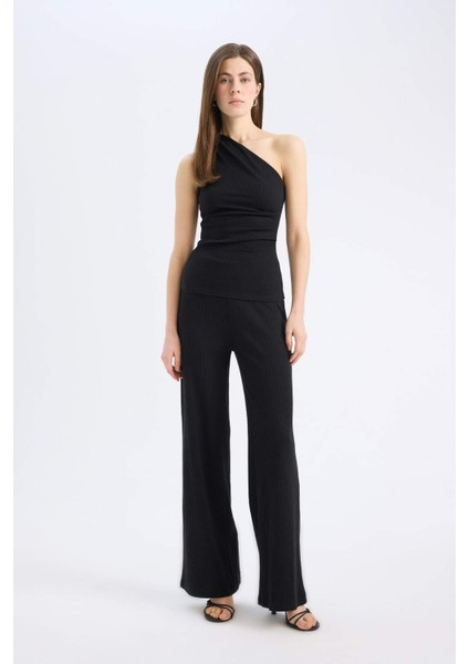 Slim Fit Dar Kesim Tek Omuzlu Fitilli Kaşkorse Atlet E5777AX25SP