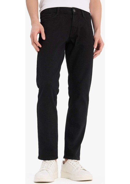 Pedro Slim Fit Dar Kalıp Normal Bel Dar Paça Siyah Jean Pantolon E1928AX25SP